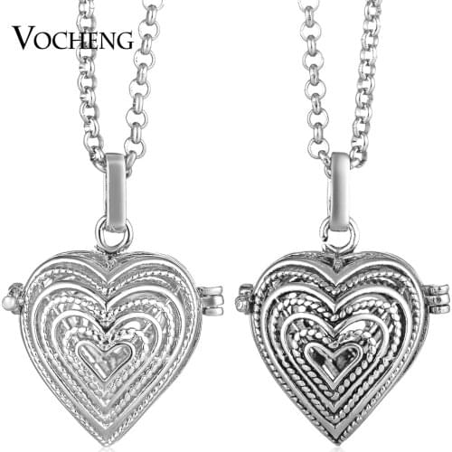 10pcs/lot Vocheng Mexican Chime Necklace Heart Pendant Filled Copper Metal 2 Colors with Stainless Steel Chain VA-254*10