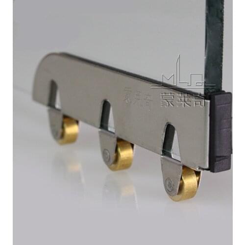 10Pcs High Quality Silver Pulley 3 Copper Pulley for 5mm Glass Cabinet Sliding Door Roller Clamp Steel Wheel Pulley Track