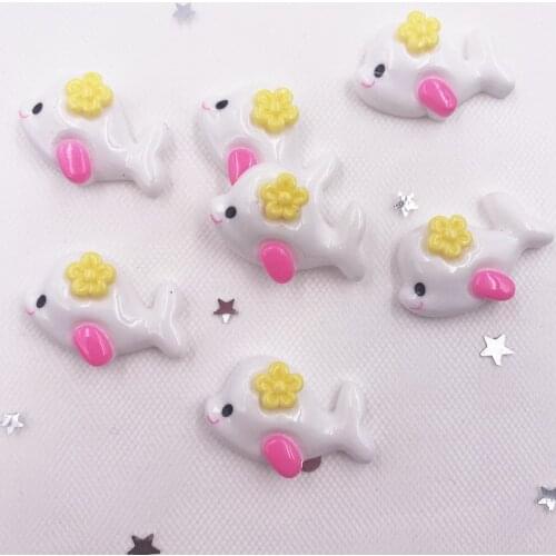 20pcs Colorful Resin Kawaii Dolphin Flatback Cabochon Scrapbook Miniature Scrapbook Figurines Home Christmas Ornament DIY OG897