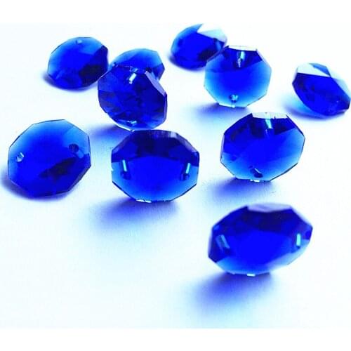 Top Quality 2000pcs 14MM Blue Crystals Octagonal Beads for Chandelier Part Hanging Garland Strand Curtain Accessories Decoration