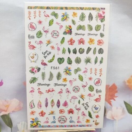 3D Nail Sticker Interesting Design Nail Foil Glue Stickers Leaves Flamingo Grass Stickers for Manicure Nail Art Decoration