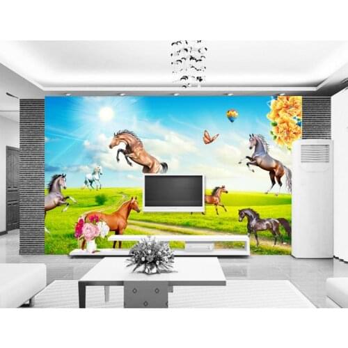 3d wallpaper custom 3d murals wallpaper Pastoral scenery Outdoor landscape horse Pentium setting wall paper 3d living room decor