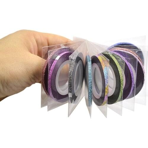 4/10/30 Pcs Matte Glitter Nail Striping Tape Set Line Nail Sticker Colorful 1mm 2mm 3mm Nail Art DIY Adhesive Stickers