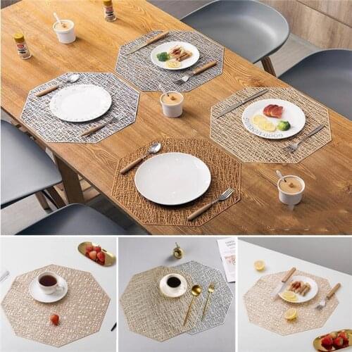 4Pcs/Set Fashion Octagonal Hollow-out Non-slip PVC Placemat Kitchen Wedding Dinning Table Heat-insulated Coaster