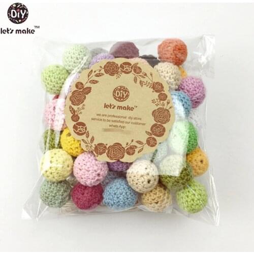 Lets make 20mm chunky crochet wooden beads knitted bead with beads 60pc inside teething nursing crochet beads wooden teethers