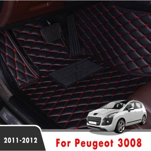 Car Floor Mats For Peugeot 3008 2012 2011 Auto Interiors Accessories Styling Custom Leather Carpets Front & Rear Side Foot Pads