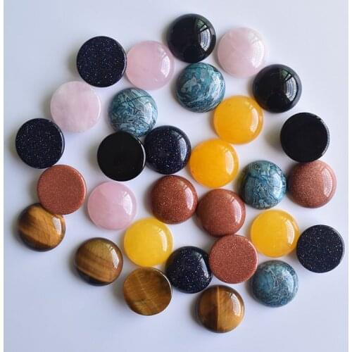 Good quality assorted natural stone mix round CABOCHON 18mm beads for jewelry making wholesale 30pcs/lot free shipping