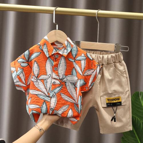 Children Cotton Clothes Baby Sport Boys Causal Full Printe Print T-shirt Shorts 2Pcs/Sets Infant Kids Fashion Toddler Tracksuits