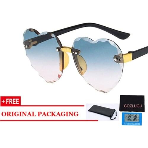 GOZLUGUChildrens Fashion Heart Shaped Frameless Sunglasses Thin Metal Frame UV Protection Sunglasses for Beach Holiday Festival