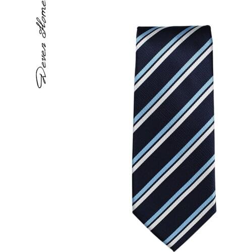 High Quality 2020 Designer New Fashion Navy Blue Dark Blue White Striped 8cm Ties for Men Necktie Work Formal Suit with Gift Box
