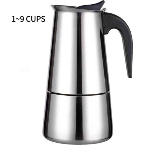 Moka Latte Espresso 2/4/6/9 Cups Stainless Steel Percolator Stovetop Coffee Maker Pot Coffee Kettles Cafetiere Kitchen Tool