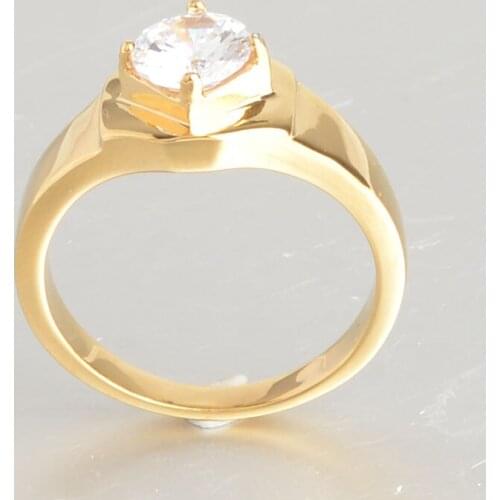 Unisex 7 mm Stainless Steel Claw Single Zircon Ring Trendy Gold/Silver Fashion Brand Ring for Male Jewelry Attractive Ring