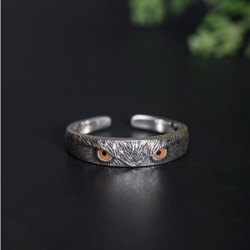 Thai Silve 925 Sterling Silver Finger Accessories Tail Ring Jewelry Retro Gods Eye l Rings for Men Women Punk Jewelry Wholesale