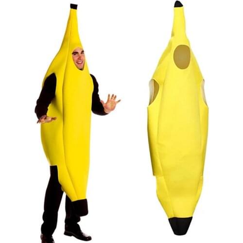 Yellow Banana Suit Adult Unisex Cosplay Onesie Funny Fruit Party Costume Jumpsuits Novelty Halloween Carnival Clothing