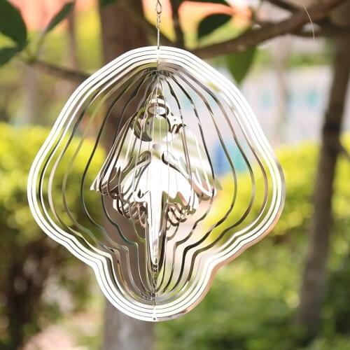 3D Metal Wind Spinner Rotating Wind Chimes Angel Shape ing Pendant Indoor Home Outdoor Garden Yard ing Ornament
