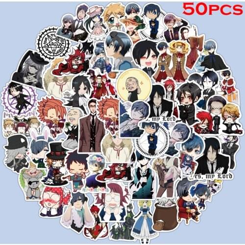 50pcs Anime Black Butler Stickers for Luggage Laptop Bike Skateboard Stickers Waterproof Childrens Toy Graffiti Stickers