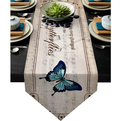 Butterfly Retro Musical Note Table Runner For Wedding Hotel Party Table Runners Modern Cake Floral Tablecloth Home Decoration