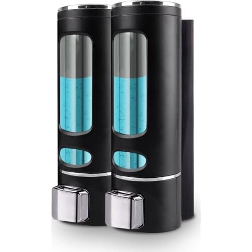 Single/Double Black Soap Dispenser Wall-mount Shower Bath Shampoo Dispenser Liquid Soap Container For Bathroom Washroom Hotel