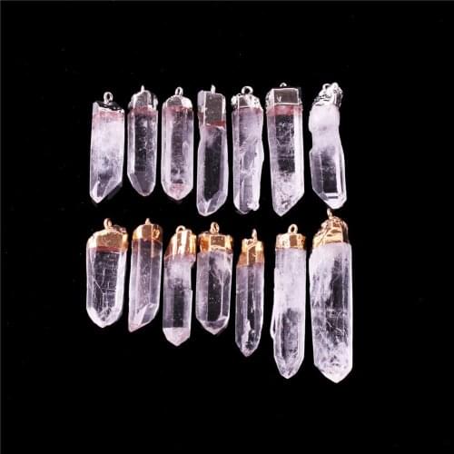 Wholesale 12pcs/lot Natural Gem Stone Irregular Clear Quartz White Crystal Point Pendant Pendulum for Necklace Free Shipping