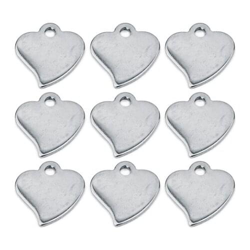 50pcs/lot 12mm heart stainless steel Connector Metal Alloy Pendant For DIY bracelet Jewelry Making fdg4d