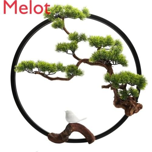 New Chinese Style Welcome Pine Pendant Hotel Living Room Wall Decoration round Hallway Decorations Iron Ornaments