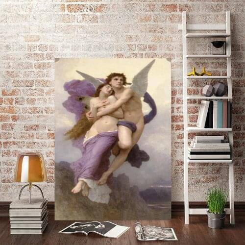 Famous Angel Art Painting Reproductions Classic Portrait Wall Arts The Abduction of Psyche, 1895 by William Adolphe Bouguere