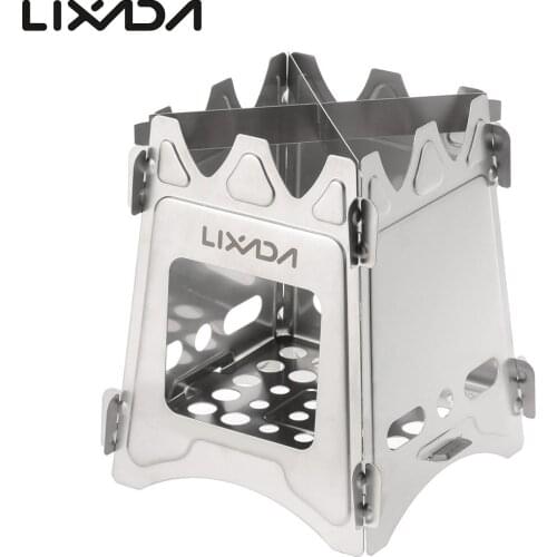 Lixada Portable Titanium Wood Stove Outdoor Camping Cooking Picnic Folding Wood Stove Burning for Camping Cooking Picnic Hunting