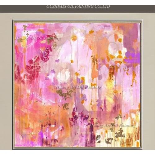 Simple Pink Abstract Landscape Painting Hand Painted Oil Painting on Canvas Modern Wall Painting for Home Decor Gilding Painting