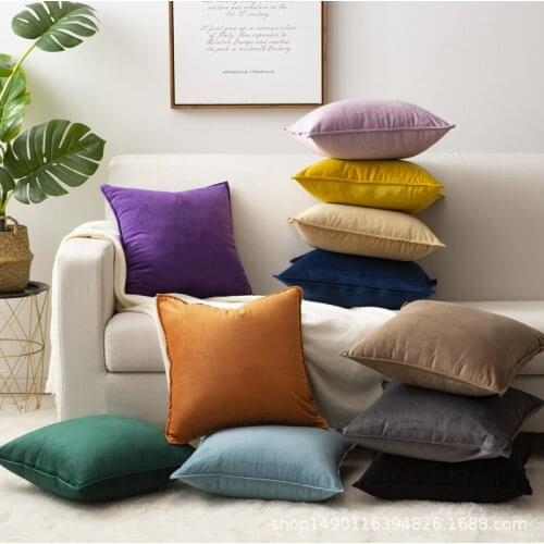 Luxury fashion light luxury pure color velvet cushion cover pillow case home decoration sofa throw pillow