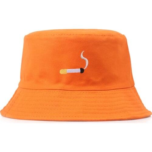 Cigarette Bucket Hat Black / Orange Female Tide Fisherman Version Embroidered Basin Hat Male Street Personality Hat
