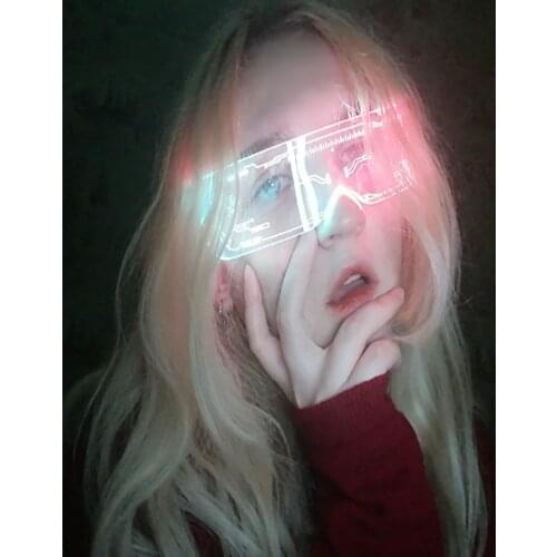 LED Glasses EL Wire Neon Party Luminous Glasses Light Up Glasses Rave Costume Party Decor DJ Clear Lenses Visor Decoration