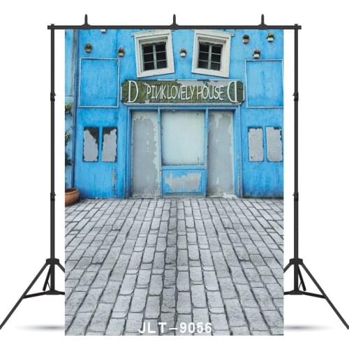 Blue Wall Door Floor Vinyl Photography Background for Children Baby New Born Portrait Customized Backdrop Photo Studio Photocall