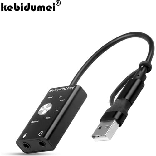 External Sound Card USB 2.0 Type-C to 3.5mm Jack Headphone Microphone Support DAC 3D Audio Adapter for Windows Mac Linux Android