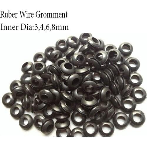 Inner 3 mm 1000pcs black wire grommet,machine wire output,electrical outlet two sides wire protection rubber plastic grommet