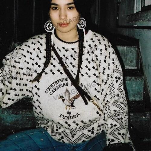 B-TOTO American Retro White Jacquard Polka Dot Round Neck Sweater Women Tide Ins Autumn And Winter Sweater 2021 New Fashion