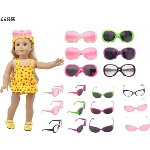 ZWSISU Fashion 12 Pcs Doll Swimsuit Sunglasses Fit 18 Inch American Doll & 43 Cm Baby Doll Accessories For Generation Girl`s Toy
