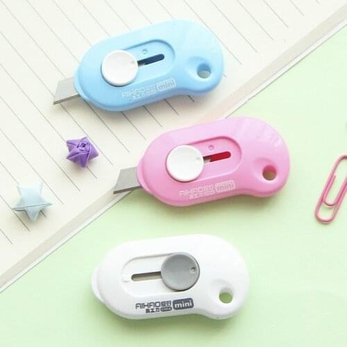 1PC Cute New Solid Color Mini Portable Utility Knife Paper Cutter Cutting Paper Razor Blade Office Stationery Escolar Papelaria
