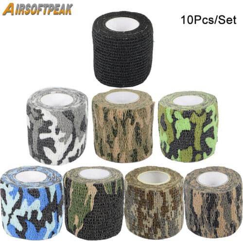 10Pcs/Lot Self-adhesive Camping Camo Tape Bandage Stealth Non-woven Paintball Rifle Hunting Shooting Waterproof Camouflage Tapes