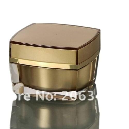 30G gold acrylic square shape cream bottle,cosmetic container,,cream jar,Cosmetic Jar,Cosmetic Packaging