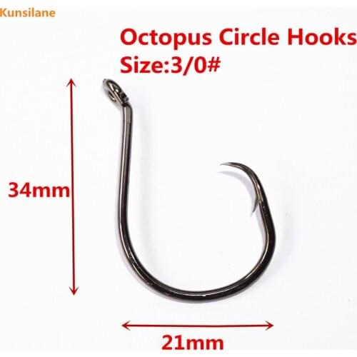 50pcs 3/0 High Carbon Steel Chemically Sharpened Octopus Ocean Fishing Hooks 7385 Ocean Fish Hook offset fishhooks