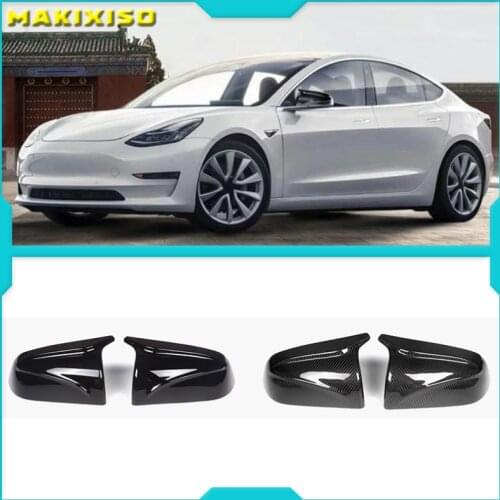 Model3 Accessories Car Side Mirror Cover For Tesla Model 3 2021 Mirror Cover Carbon Fiber ABS Model Three Rearview New