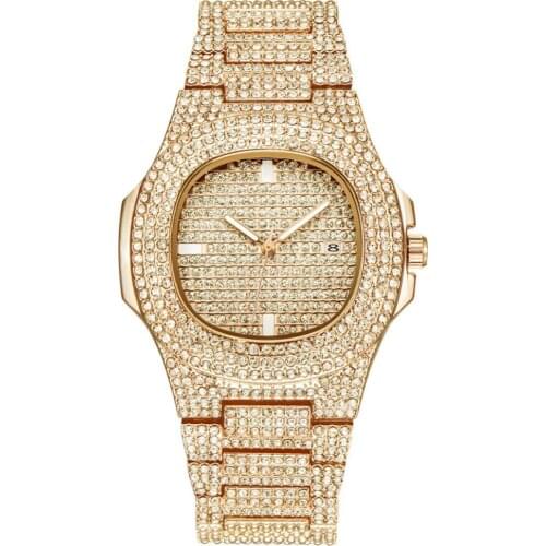 Unisex Fashion Adjustable Rhinestone Inlaid Round Dial Analog Quartz Wrist Watch