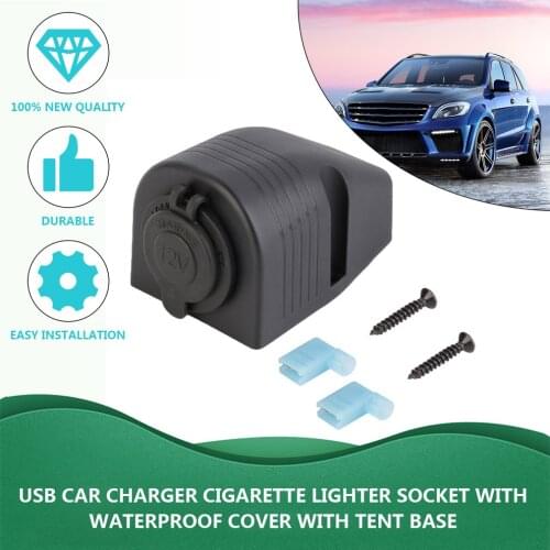 1PCS USB Car Charger Cigarette Lighter Socket With Waterproof Cover With Tent Base New
