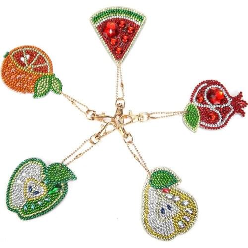 5pcs/set DIY keychain Fruits Full Drill Special Shaped Diamond Painting Keychain pendant Gifts 2021 new