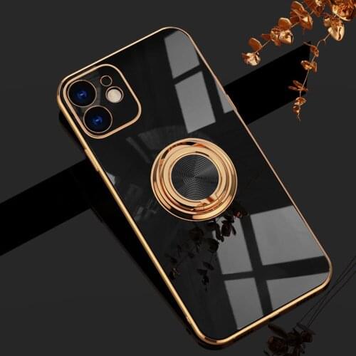 Plating Case for Iphone12 Pro Max 11 Pro X XR XS Mobile Phone Shell Electroplating Ring Protective Sleeve Car Magnetic Suction