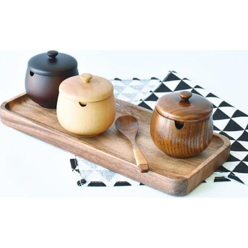 Rustic Kitchen Jujube Wood Seasoning Cans Spice Rack Condiment Bottles Pepper Storage Box 30pcs ZA5679