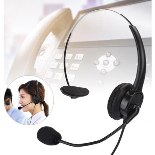 Headset PhoneMono-ear Headset Wired Landline Phone Earbuds Headset Handle Wired Headset with Home Microphone