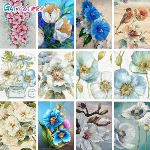 Gatyztory 60×75cm Flower Painting By Numbers Canvas Drawing Handpainted Kits Acrylic Paints Unique Gift Wall Decor Frame