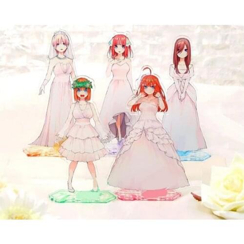 Hot Anime The Quintessential Quintuplets Nakano Itsuki Yotsuba Miku Nino Flower Wedding Cartoon Acrylic Stand Model Tabletop Toy