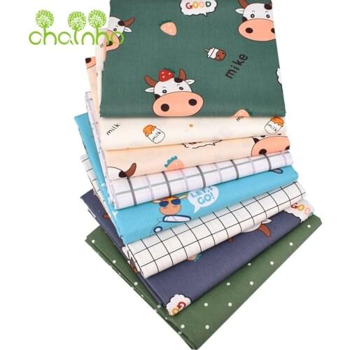 Chainho,Printed Twill Cotton Fabric,Cow & Milk,Patchwork Cloth,DIY Sewing Quilting For Baby & Childrens Beding,Shirts Material